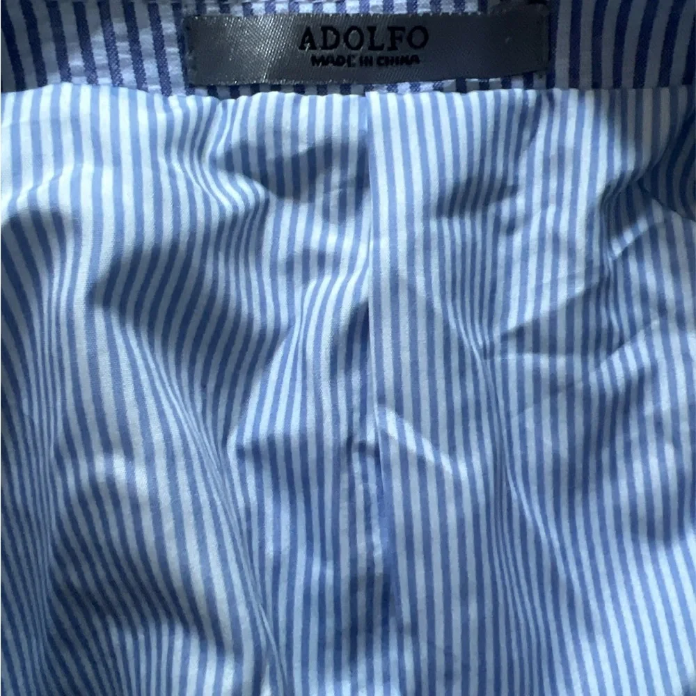 Adolfo 48R × 43W Seersucker 2 Piece Suit Blue Stripe
100% Cotton EUC - Picture 6 of 10